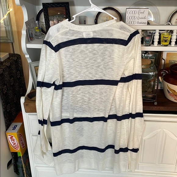 Old Navy Women's Striped Cardigan Sweater Small- White and Blue - Picture 3 of 4